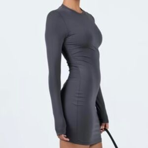 ARITZIA - BABATON, Long Sleeve body con mini dress, Small, Slate